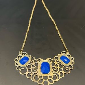 Blue and Gold necklace. Fun pop of color to add to your wardrobe.